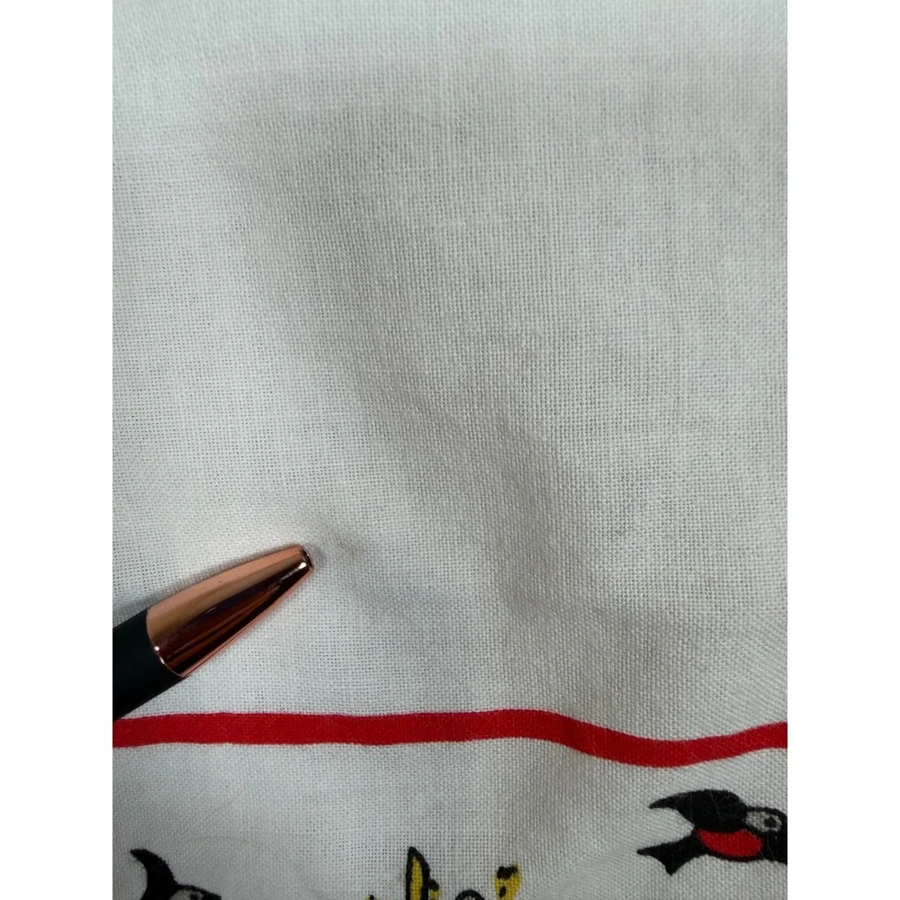 VTG Trad'l Swedish Christmas Tablecloth 22x22 White Red Scandinavia Tomte Gnomes